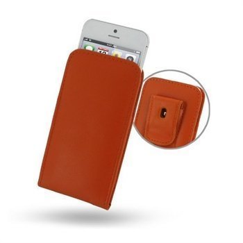 iPhone 5 / 5S / SE PDair Vertical Nahkainen Vyökotelo Oranssi