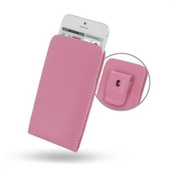 iPhone 5 / 5S / SE PDair Vertical Nahkainen Vyökotelo Vaaleanpunainen