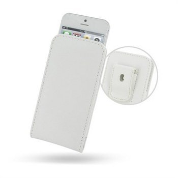 iPhone 5 / 5S / SE PDair Vertical Nahkainen Vyökotelo Valkoinen
