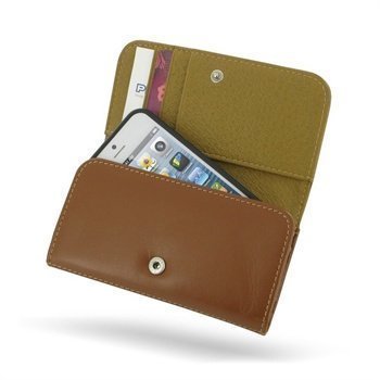 iPhone 5 / 5S / SE PDair Wallet Nahkakotelo Ruskea