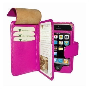 iPhone 5 / 5S / SE Piel Frama Wallet Nahkakotelo Fuksia