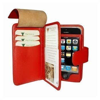 iPhone 5 / 5S / SE Piel Frama Wallet Nahkakotelo Punainen