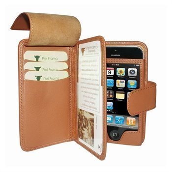 iPhone 5 / 5S / SE Piel Frama Wallet Nahkakotelo Ruskea