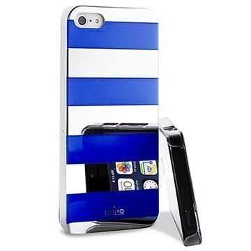 iPhone 5 / 5S / SE Puro Stripe Suojakotelo Hopea / Sininen