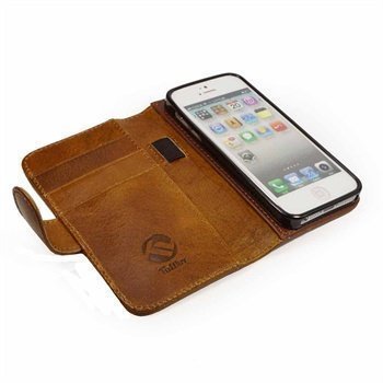 iPhone 5 / 5S / SE Tuff-Luv Magic Grip Leather Wallet Case Brown