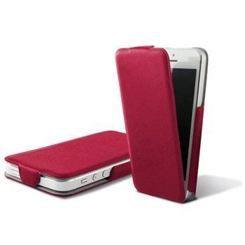 iPhone 5 iPhone 5S iPhone SE Ksix Ultra Slim Flip PU-Nahkakotelo Punainen