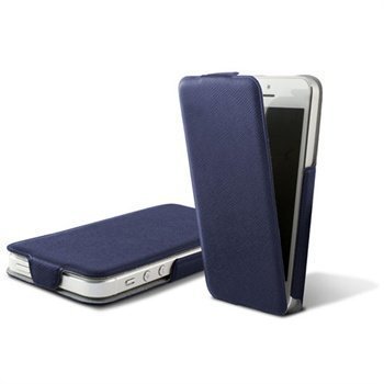 iPhone 5 iPhone 5S iPhone SE Ksix Ultra Slim Flip PU-Nahkakotelo Sininen