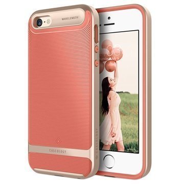 iPhone 5/5S/SE Caseology Wavelength Kotelo Korallinpunainen / Kulta