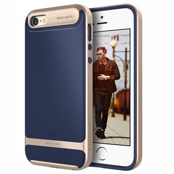 iPhone 5/5S/SE Caseology Wavelength Kotelo Laivastonsininen / Kulta