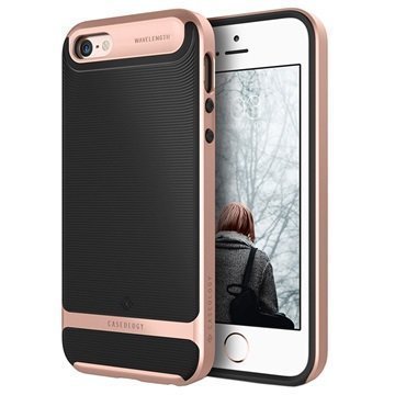iPhone 5/5S/SE Caseology Wavelength Kotelo Musta / Ruusukulta