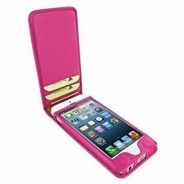 iPhone 5C Piel Frama Classic Magnetic Nahkakotelo Fuksianpunainen