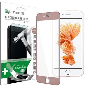 iPhone 6 / 6S 4smarts Second Glass Plus Näytönsuoja Ruusukulta