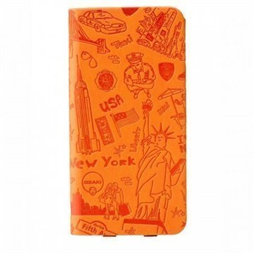 iPhone 6 / 6S Ozaki O!Coat Travel Nahkainen Suojakansio New York Oranssi