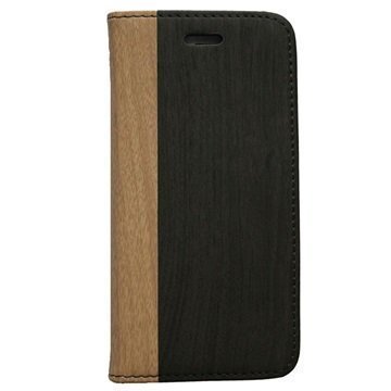 iPhone 6 / 6S UreParts Kirjamallinen Kotelo Puukuvioitu Tummanruskea / Vaaleanruskea