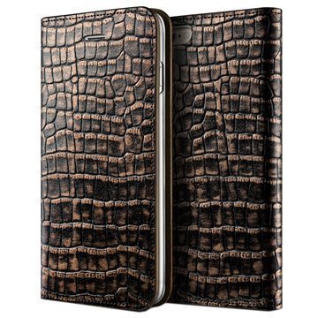 iPhone 6 / 6S VRS Design Croco Diary Nahkalompakkokotelo Tumma Kulta