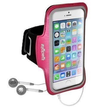 iPhone 6 / 6S iGadgitz Lipsumaton Urheilu Käsivarsinauha Tumman Vaaleanpunainen