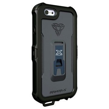 iPhone 6 Plus / 6S Plus Armor-X MX-AP5 Karbiinihakainen Vedenkestävä X-Mount Suojakotelo Musta