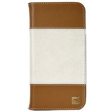 iPhone 6 Plus / 6S Plus Maroo The Aura Plus Wallet Leather Case Light Brown / White