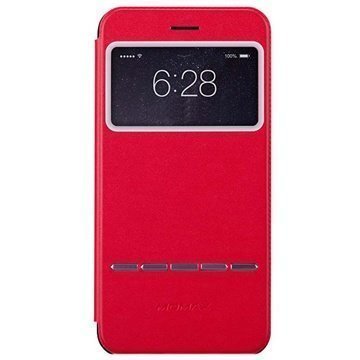 iPhone 6 Plus / 6S Plus Momax View Slide Läpällinen Nahkakotelo Punainen