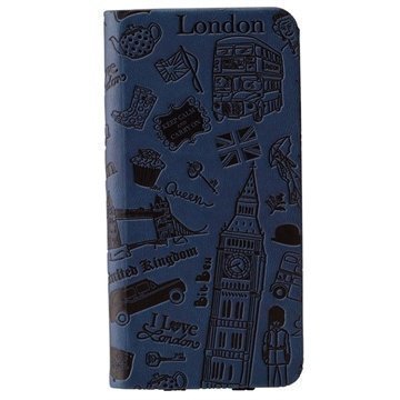 iPhone 6 Plus / 6S Plus Ozaki O!Coat Travel Nahkainen Suojakansio London Sininen