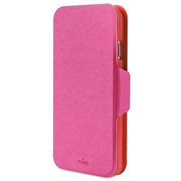 iPhone 6 Plus / 6S Plus Puro Kaksivärinen Lompakkomallinen Nahkakotelo Pinkki / Punainen