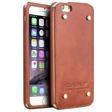 iPhone 6 Plus / 6S Plus Qialino Luxury Slim Nahkakotelo Ruskea