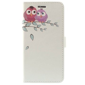 iPhone 6 Plus / 6S Plus Tyylikäs Nahkainen Lompakkokotelo Owl Couple