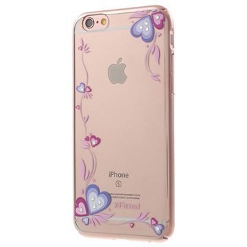 iPhone 6 Plus/6S Plus X-Fitted Swarovski Crystal Suojakotelo Sydämet Ruusukulta