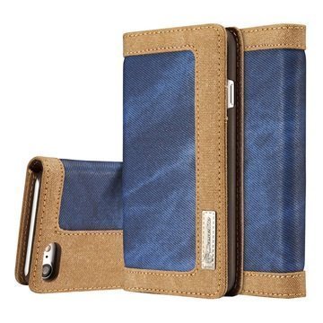 iPhone 7 Caseme Canvas Lompakkokotelo Sininen