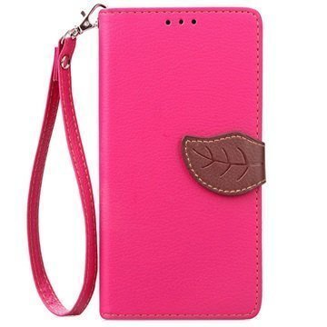 iPhone 7 Leaf Lompakkokotelo Kuuma Pinkki