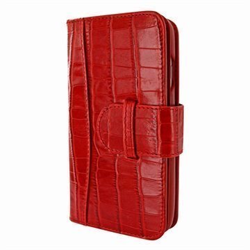 iPhone 7 Piel Frama WalletMagnum Leather Cover Krokotiili Punainen