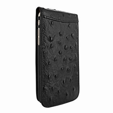 iPhone 7 Plus Piel Frama Classic Magnetic Flip Case Ostrich Musta