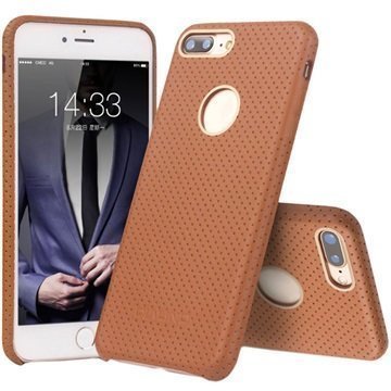 iPhone 7 Plus Qialino Mesh Leather Case Brown
