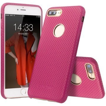 iPhone 7 Plus Qialino Mesh Leather Case Hot Pink