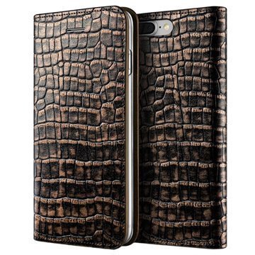 iPhone 7 Plus VRS Design Croco Diary Lompakkokotelo Tumma Kulta