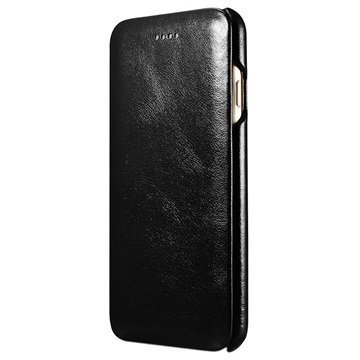iPhone 7 iCarer Curved Edge Vintage Nahkainen Läppäkotelo Musta