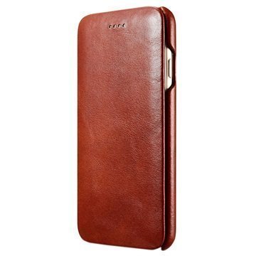 iPhone 7 iCarer Curved Edge Vintage Nahkainen Läppäkotelo Ruskea